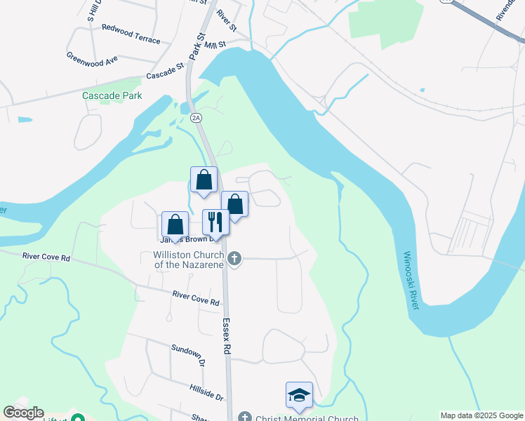 map of restaurants, bars, coffee shops, grocery stores, and more near 285 Eastview Circle in Williston