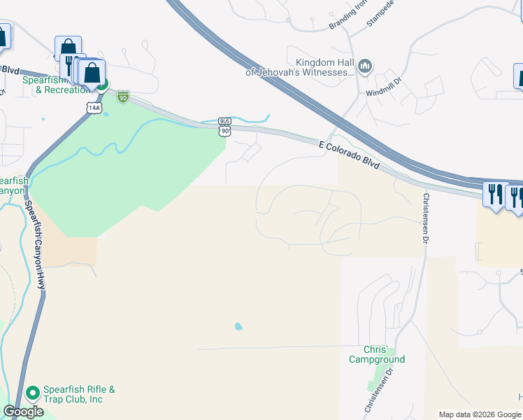 map of restaurants, bars, coffee shops, grocery stores, and more near in Spearfish