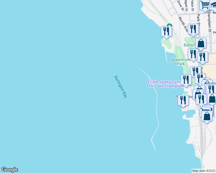 map of restaurants, bars, coffee shops, grocery stores, and more near in Burlington