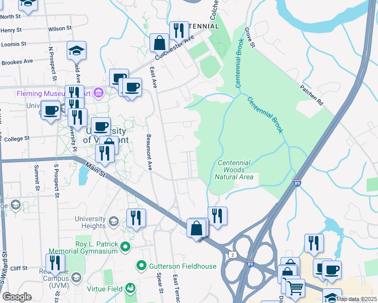 map of restaurants, bars, coffee shops, grocery stores, and more near 5 Centennial Court in Burlington