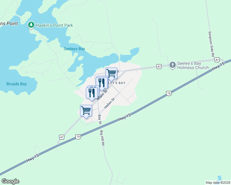 map of restaurants, bars, coffee shops, grocery stores, and more near 118 Hellen Street in Seeley's Bay