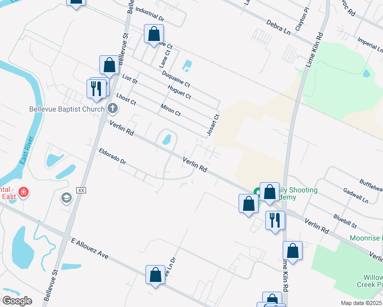map of restaurants, bars, coffee shops, grocery stores, and more near 1425 Sterling Heights Court in Green Bay