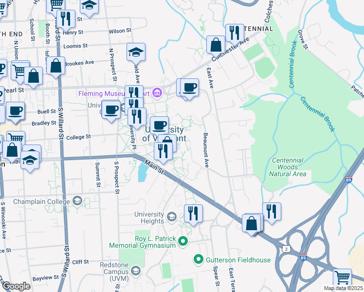 map of restaurants, bars, coffee shops, grocery stores, and more near in Burlington
