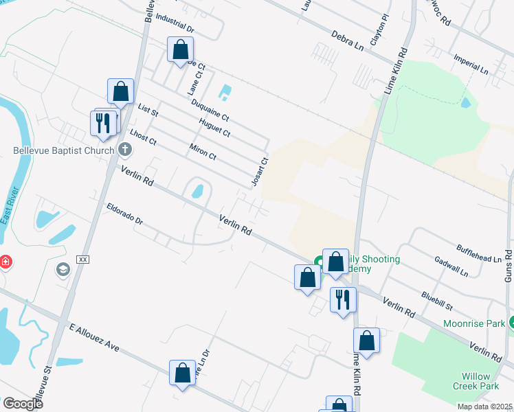 map of restaurants, bars, coffee shops, grocery stores, and more near 1891 Verlin Road in Green Bay