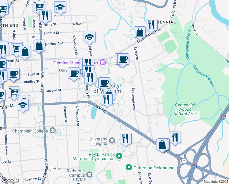 map of restaurants, bars, coffee shops, grocery stores, and more near 170 Carrigan Drive in Burlington
