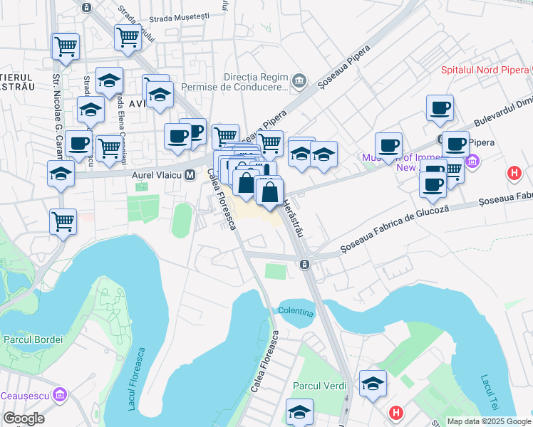 map of restaurants, bars, coffee shops, grocery stores, and more near in București