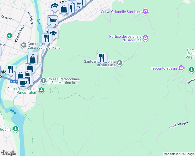 map of restaurants, bars, coffee shops, grocery stores, and more near 7 Via di Monte Albano in case sparse