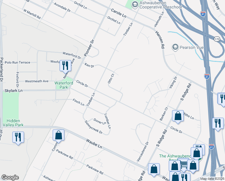 map of restaurants, bars, coffee shops, grocery stores, and more near 1247 Kill Deer Lane in Ashwaubenon