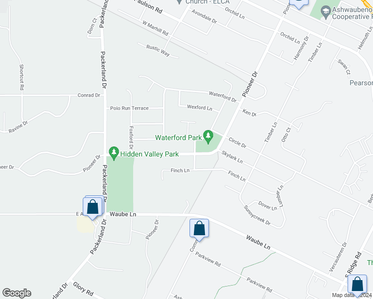 map of restaurants, bars, coffee shops, grocery stores, and more near 1430 Skylark Lane in Green Bay