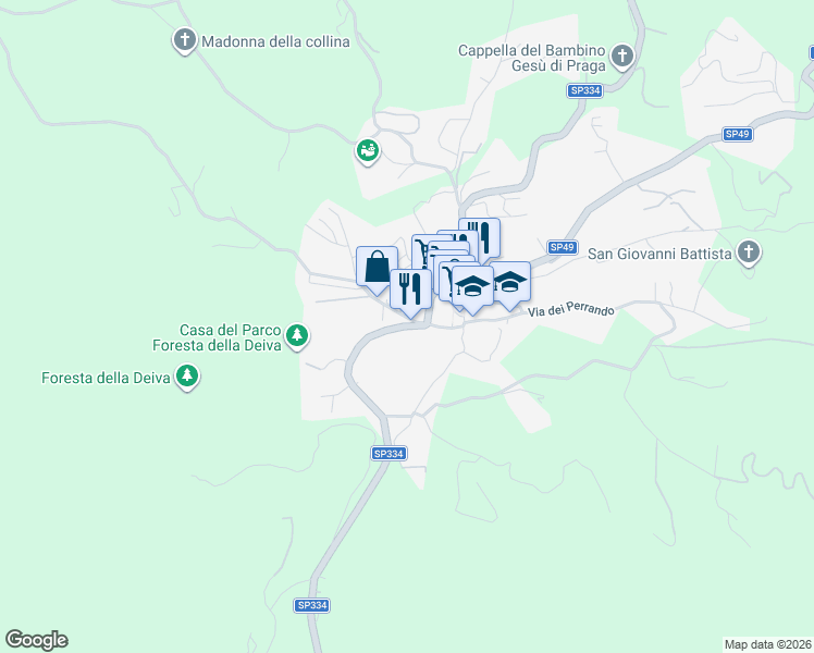 map of restaurants, bars, coffee shops, grocery stores, and more near 12 Via Gerolamo Badano in Sassello