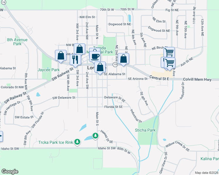 map of restaurants, bars, coffee shops, grocery stores, and more near 315 Southeast 1st Avenue in Lonsdale
