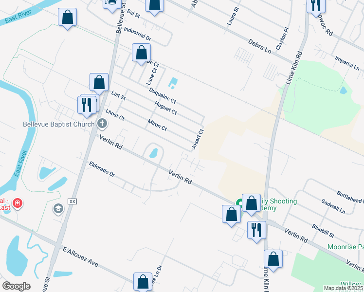 map of restaurants, bars, coffee shops, grocery stores, and more near 545 Lhost Court in Green Bay