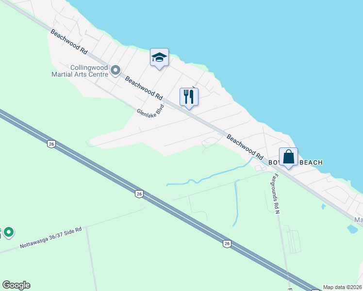 map of restaurants, bars, coffee shops, grocery stores, and more near 40 Braeside Street in Collingwood