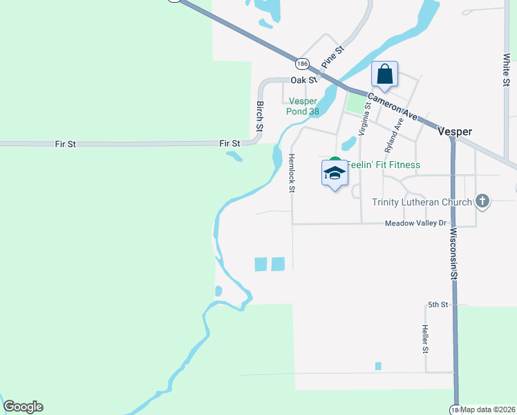 map of restaurants, bars, coffee shops, grocery stores, and more near 6419 Hemlock Street in Vesper