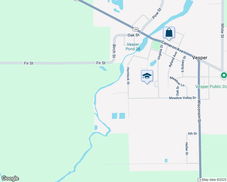map of restaurants, bars, coffee shops, grocery stores, and more near 6419 Hemlock Street in Vesper