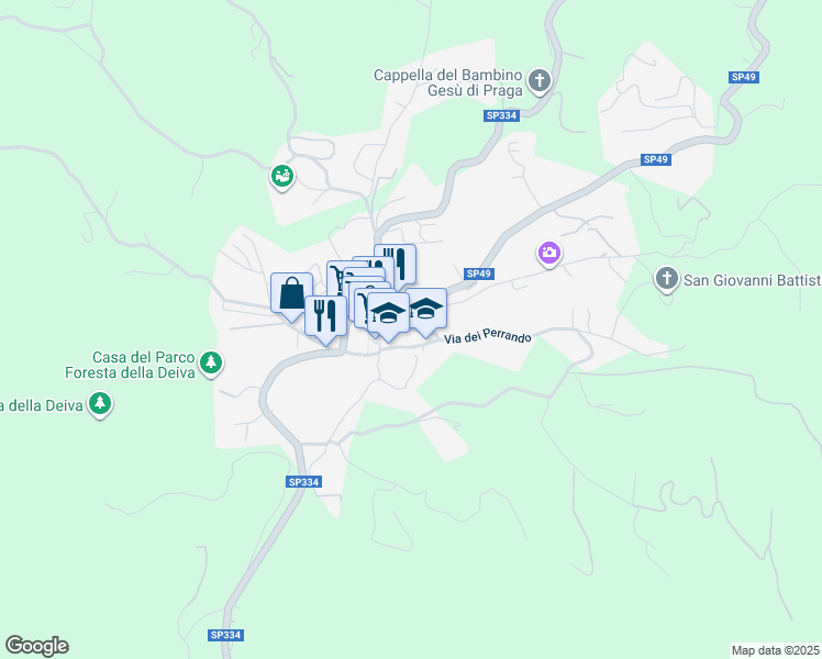 map of restaurants, bars, coffee shops, grocery stores, and more near 20 Via Roma in Sassello