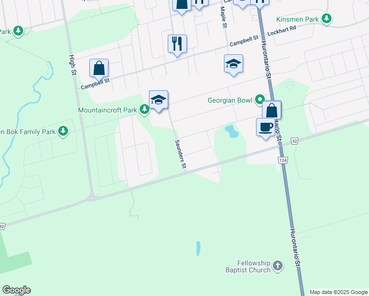 map of restaurants, bars, coffee shops, grocery stores, and more near 51 Saunders Street in Collingwood