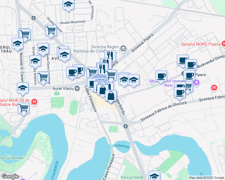 map of restaurants, bars, coffee shops, grocery stores, and more near 4 Strada Gara Herăstrău in București