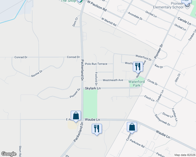 map of restaurants, bars, coffee shops, grocery stores, and more near 1535 Temple More Lane in Green Bay