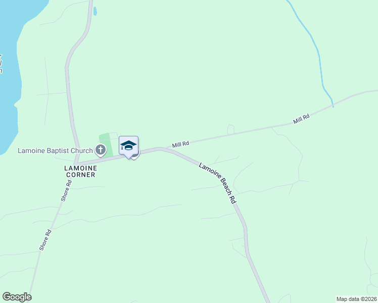 map of restaurants, bars, coffee shops, grocery stores, and more near 30 Mill Road in Lamoine