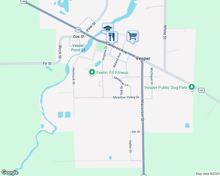 map of restaurants, bars, coffee shops, grocery stores, and more near 6438 Ryland Avenue in Vesper