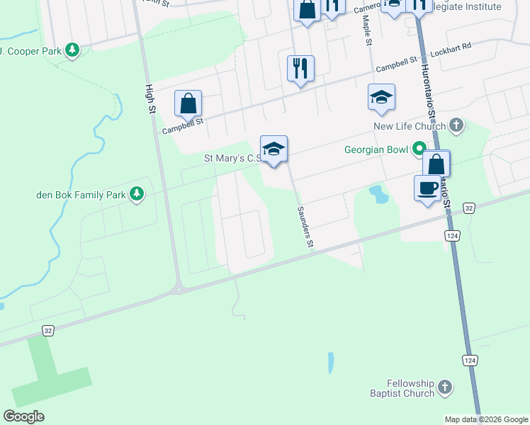 map of restaurants, bars, coffee shops, grocery stores, and more near 19 Garbutt Crescent in Collingwood