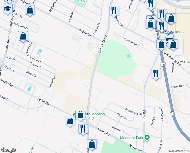 map of restaurants, bars, coffee shops, grocery stores, and more near 1315 Lime Kiln Road in Bellevue