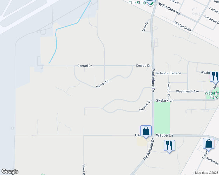 map of restaurants, bars, coffee shops, grocery stores, and more near 1583 Ravine Drive in Hobart