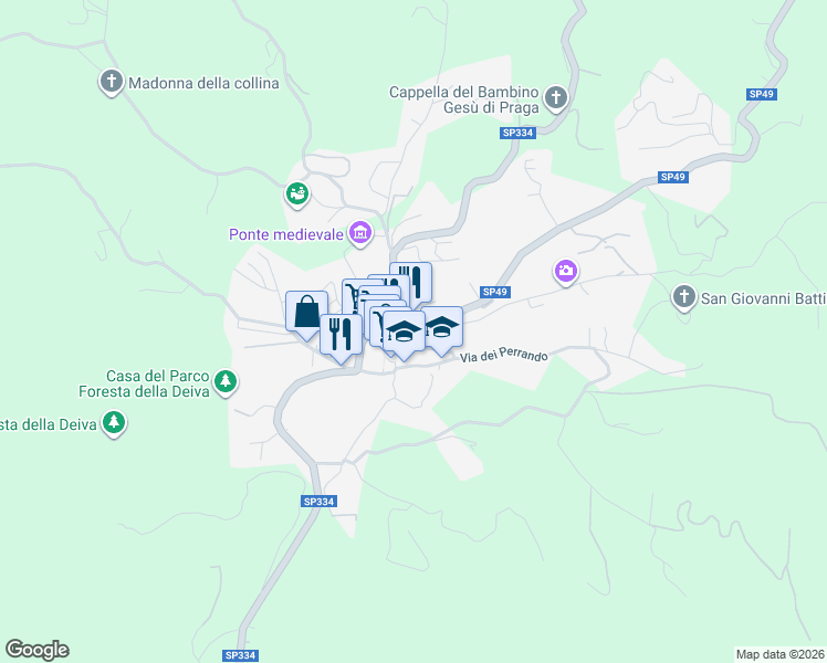 map of restaurants, bars, coffee shops, grocery stores, and more near 20 Via Roma in Sassello