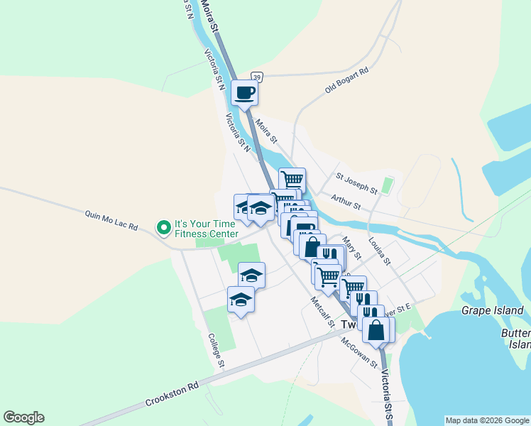 map of restaurants, bars, coffee shops, grocery stores, and more near 417 Metcalf Street in Tweed