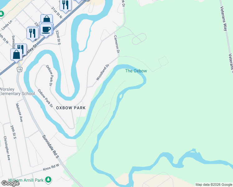 map of restaurants, bars, coffee shops, grocery stores, and more near 265 Knox Road East in Wasaga Beach