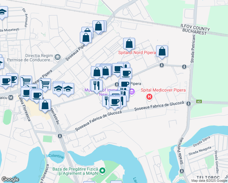 map of restaurants, bars, coffee shops, grocery stores, and more near 6A Bulevardul Dimitrie Pompeiu in București
