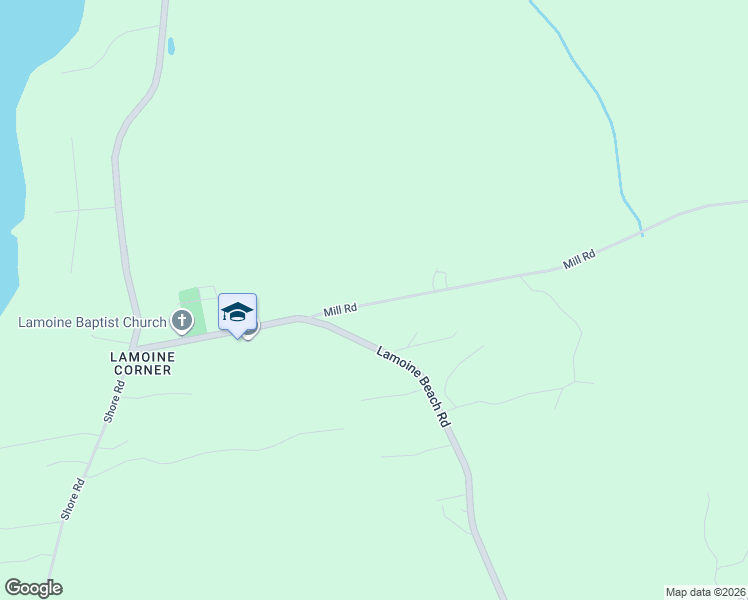 map of restaurants, bars, coffee shops, grocery stores, and more near 30 Mill Road in Lamoine