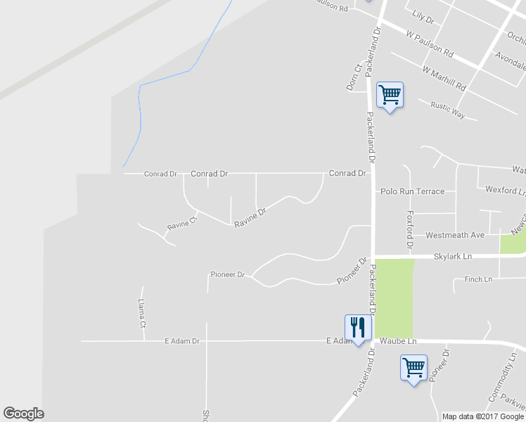 map of restaurants, bars, coffee shops, grocery stores, and more near 1583 Ravine Drive in Hobart