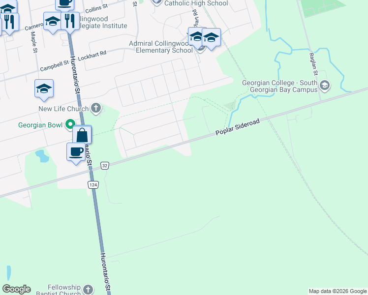 map of restaurants, bars, coffee shops, grocery stores, and more near 100 Robertson Street in Collingwood