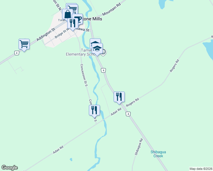 map of restaurants, bars, coffee shops, grocery stores, and more near 6656 Wheeler Street in Tamworth