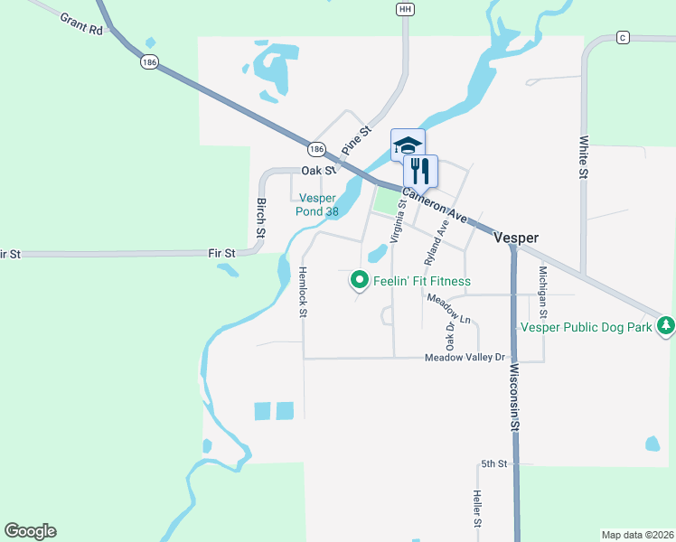 map of restaurants, bars, coffee shops, grocery stores, and more near 5085 Sunset Circle in Vesper