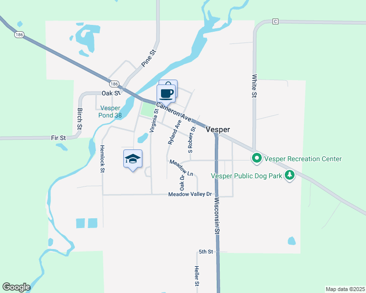 map of restaurants, bars, coffee shops, grocery stores, and more near 6491 Robert Street in Vesper