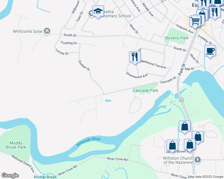 map of restaurants, bars, coffee shops, grocery stores, and more near 6 Poplar Court in Essex