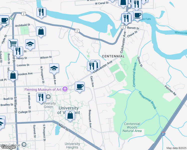 map of restaurants, bars, coffee shops, grocery stores, and more near in Burlington