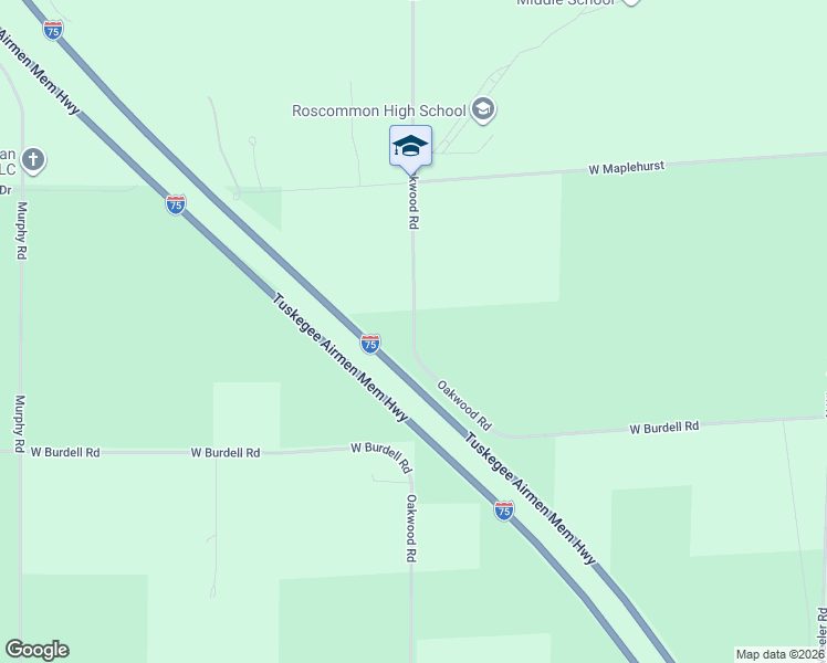 map of restaurants, bars, coffee shops, grocery stores, and more near 10310 Oakwood Road in Roscommon