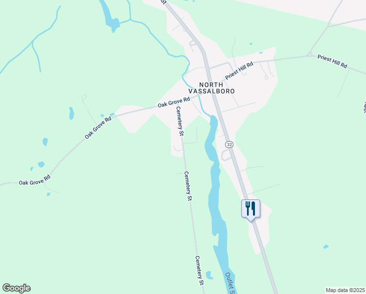 map of restaurants, bars, coffee shops, grocery stores, and more near 270 Cemetery Street in Vassalboro