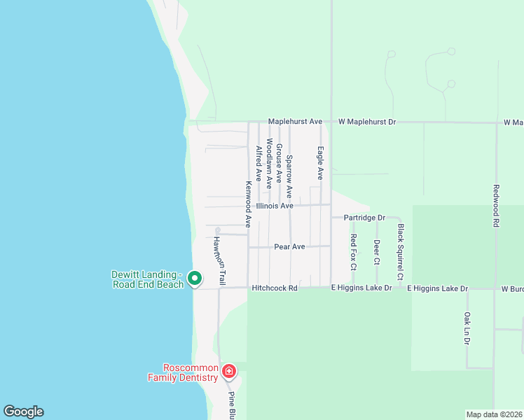 map of restaurants, bars, coffee shops, grocery stores, and more near 400 Illinois Avenue in Roscommon