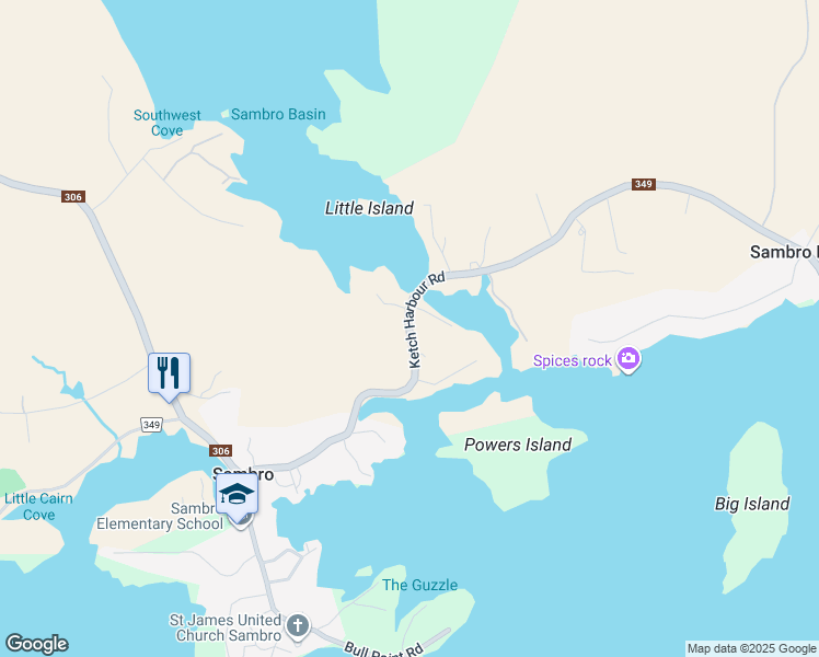 map of restaurants, bars, coffee shops, grocery stores, and more near Ketch Harbour Road in Sambro