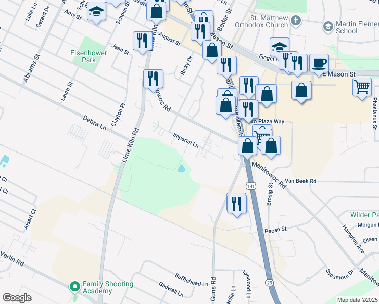 map of restaurants, bars, coffee shops, grocery stores, and more near 2214-2216 Imperial Lane in Green Bay