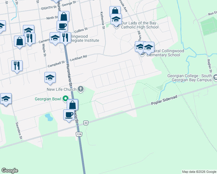 map of restaurants, bars, coffee shops, grocery stores, and more near 40 Kirby Avenue in Collingwood