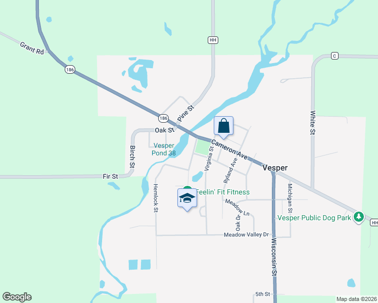 map of restaurants, bars, coffee shops, grocery stores, and more near 5060 Wallis Avenue in Vesper