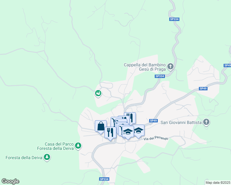 map of restaurants, bars, coffee shops, grocery stores, and more near 23 Località Prabadurin in Sassello