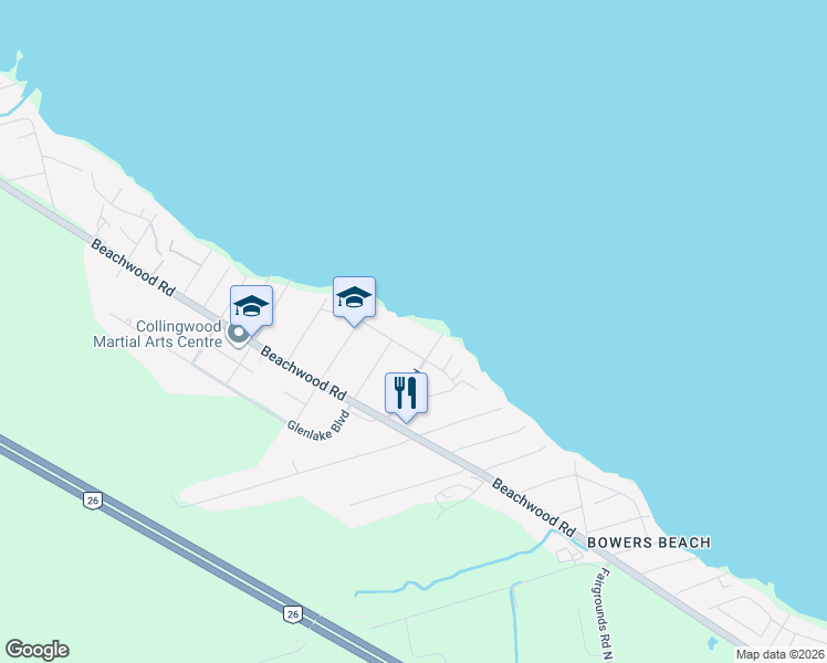 map of restaurants, bars, coffee shops, grocery stores, and more near 33 Glen Road in Collingwood