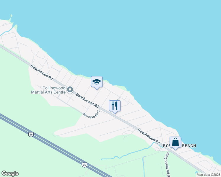 map of restaurants, bars, coffee shops, grocery stores, and more near 33 Glen Road in Collingwood